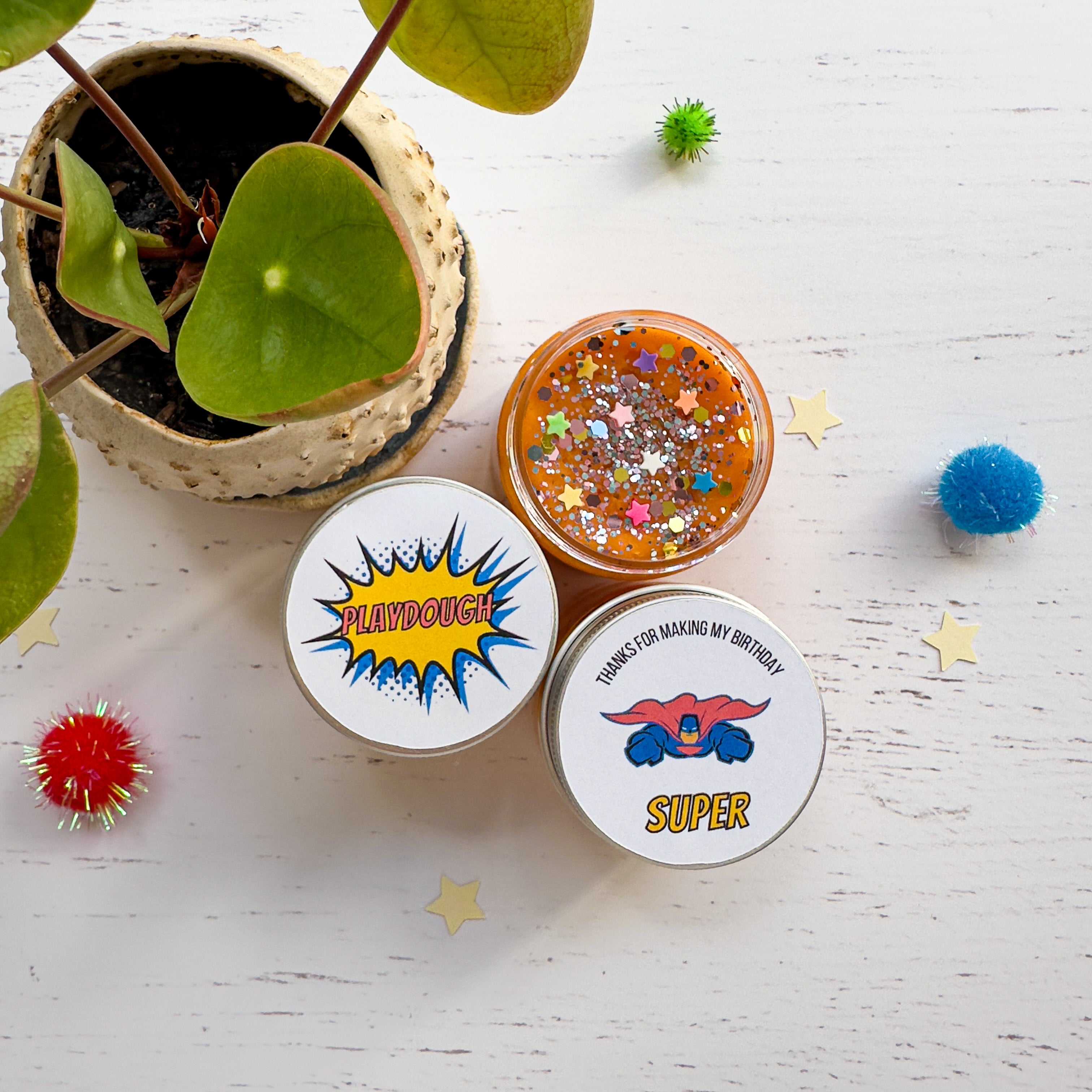 Superhero Playdough Party Favours