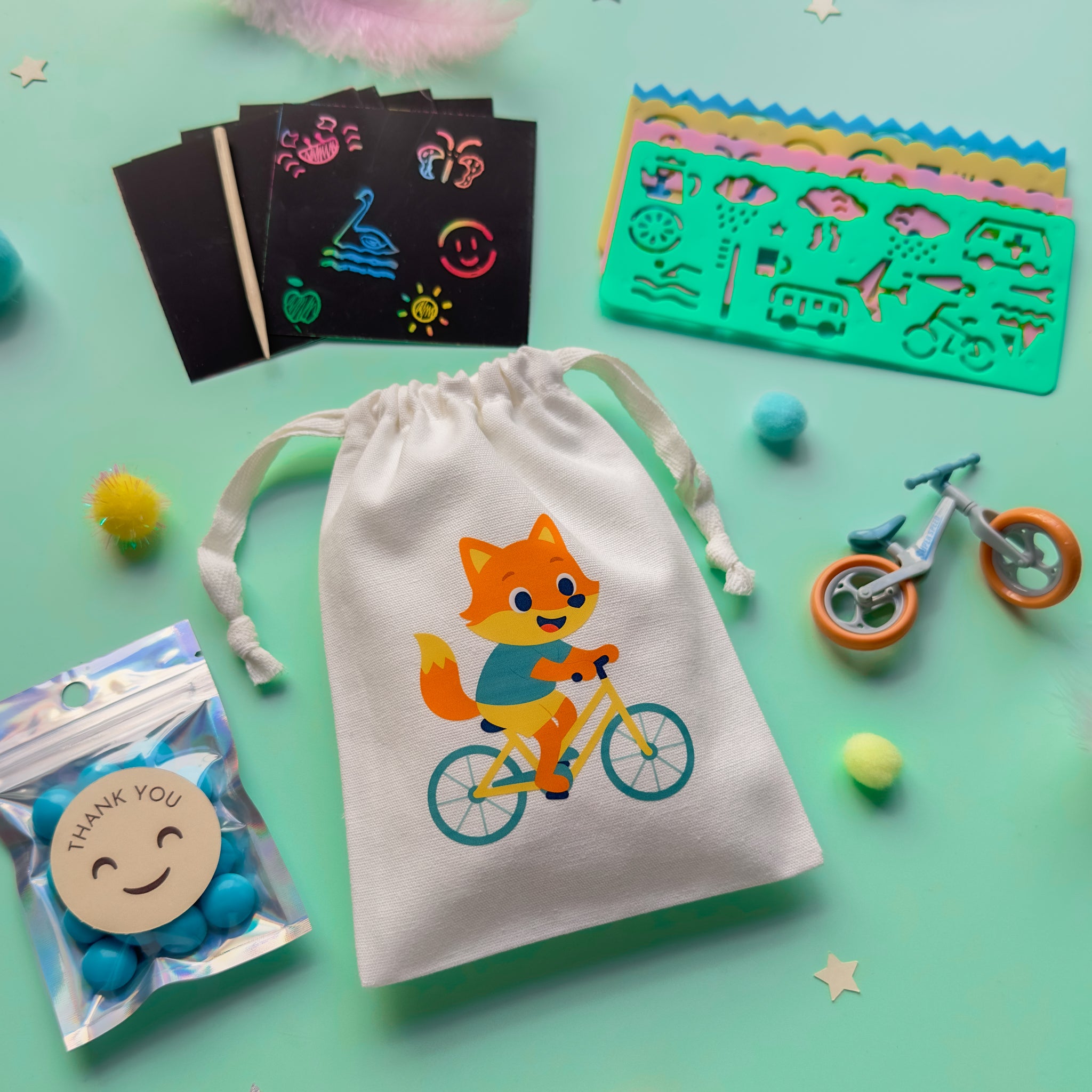 Fox On Wheels Premade Party Bags
