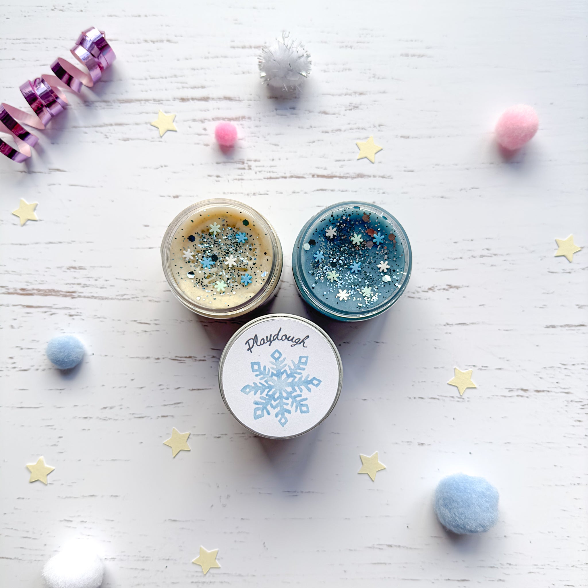 Snowflake Playdough Party Favours