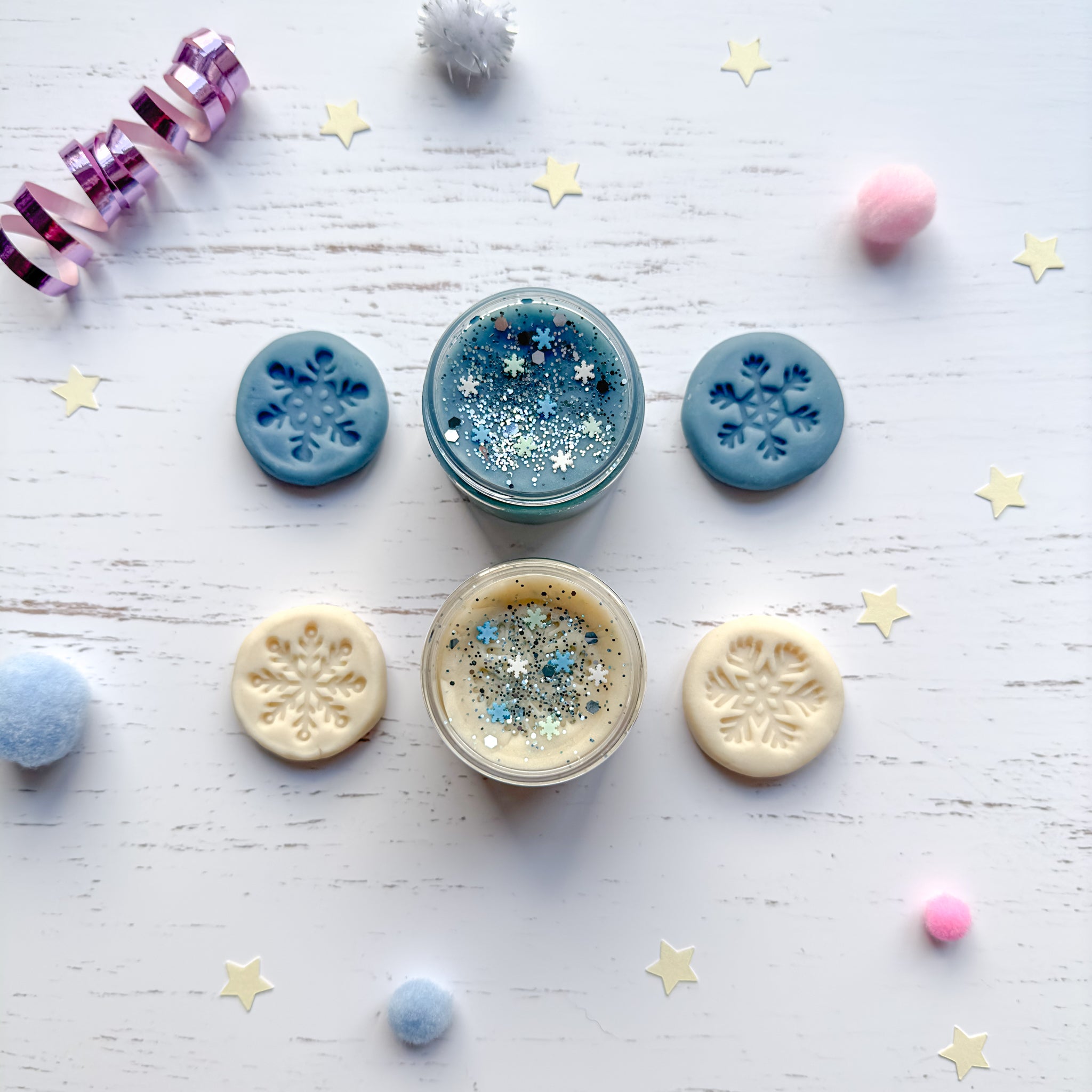 Snowflake Playdough Party Favours